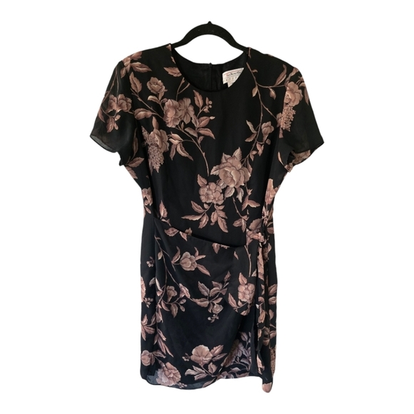 Talbots Floral Faux Wrap Dress Women Sz 14 Padded Short Coastal Fairycore - Picture 1 of 13